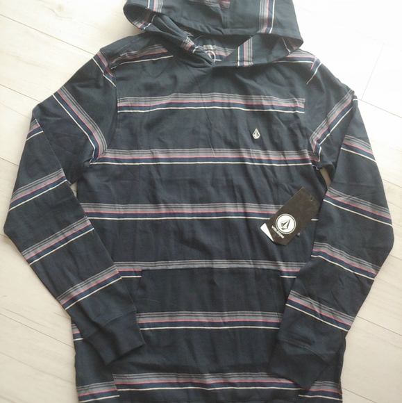 VOLCOM NEW Outstoned Hoodie Blue Striped - Picture 3 of 9